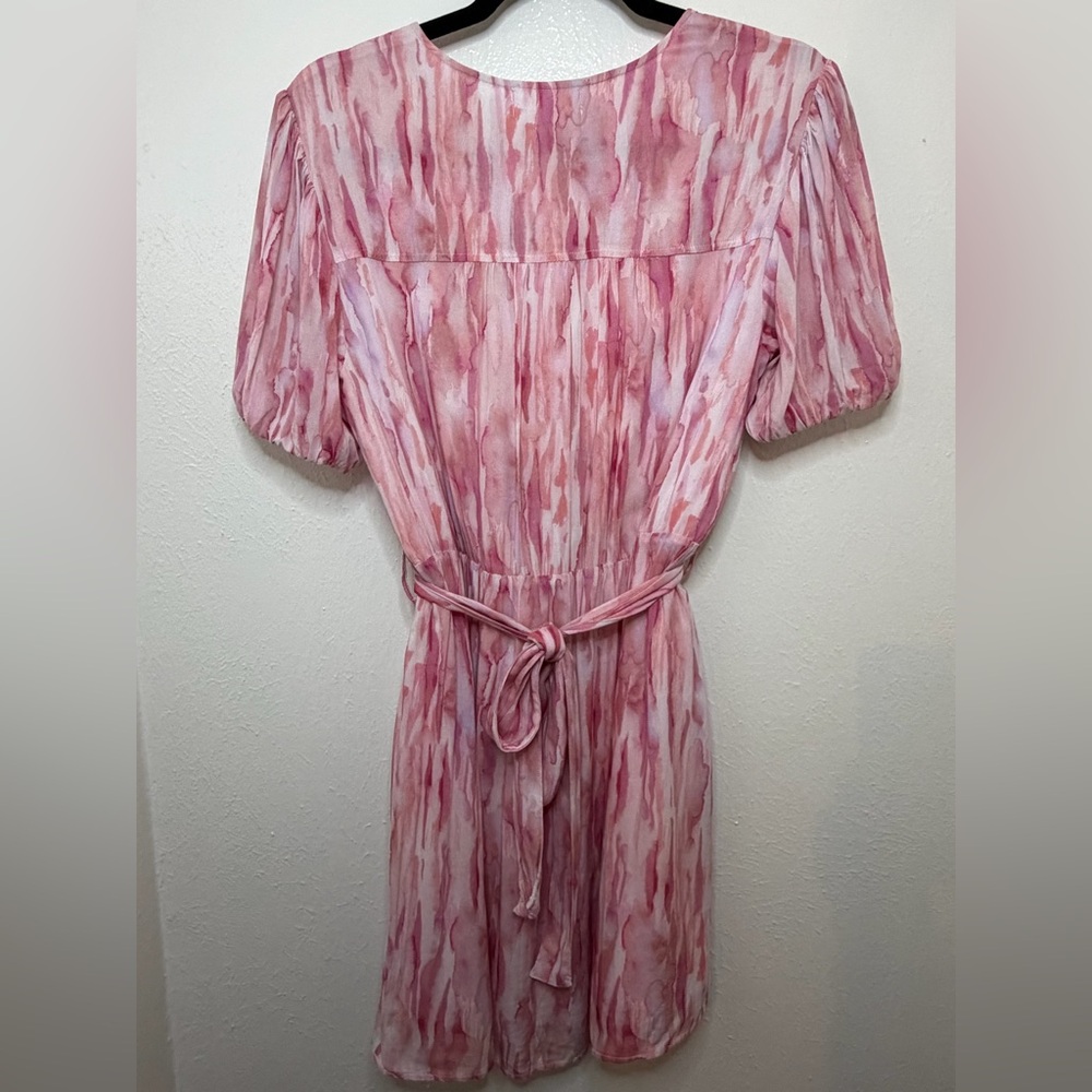 Cloth & Stone Anthropologie Cutout Mini Dress pink tie-dye/watercolor size small - Picture 8 of 15
